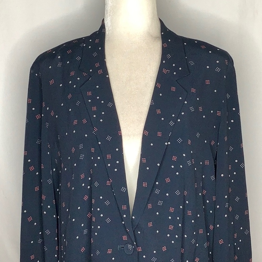 & Other Stories Navy Geometric Print Lightweight Viscose Blazer Size 8